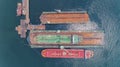 Crane ship or oil tanker ship repair in shipyard. Can use for shipping or transportation concept
