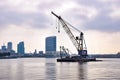 Crane Ship is Poised in the San Diego Harbor