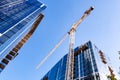 Crane and skyscrapers under construction in San Jose, South San Francisco bay area Royalty Free Stock Photo