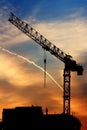 Crane and sunrise