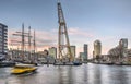 Crane, tallship and water taxi