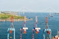 Crane terminal at russian port Vladivostok Royalty Free Stock Photo