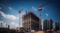 The Crane tower in construction site of a high-rise condominium, AI Generative Royalty Free Stock Photo