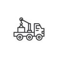 Crane truck lifting line icon