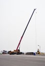 Crane truck working at road side