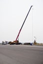 Crane truck working at road side