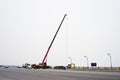 Crane truck working at road side