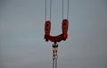 a crane with two ropes in common suspension. metal hook. Royalty Free Stock Photo