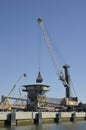 Crane unloading chemical goods
