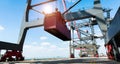 Crane unloading container in port Royalty Free Stock Photo