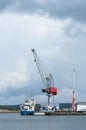 Crane unloads cargo, Varberg