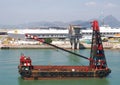 Crane Vessel for Construction of Hong Kong-Zhuhai-Macao Bridge Royalty Free Stock Photo