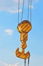 Crane winch with hook Royalty Free Stock Photo