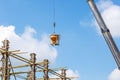 Crane working in construction on blue sky Royalty Free Stock Photo