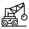 Crane wrecking ball icon, outline style