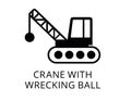 crane with wrecking ball Vector Silhouettes