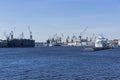 Cranes of the Baltic Shipyard and Admiralty Shipyard. Saint Petersburg, Russia