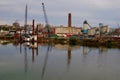 Cranes and barge in industrial area of Rock Bay
