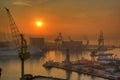 Cranes and boat at the port of Ancona Royalty Free Stock Photo