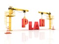 Cranes building the PLAN Word