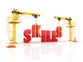 Cranes building the SKILLS Word