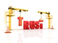 Cranes building the TRUST Word