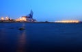 Cranes at the cargo terminal in the evening Royalty Free Stock Photo