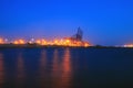 Cranes at the cargo terminal in the evening Royalty Free Stock Photo