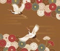 Cranes and chrysanthemums Japanese traditional pattern