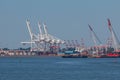 Cranes and containers in Port of New York and New Jersey.