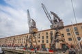 Cranes in Genoa Genova port, Italy.