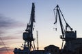 The cranes harbor at sunset Royalty Free Stock Photo