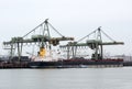 Cranes in the harbor for unloading ship