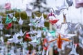 Cranes hung on a square as a symbol of peace on the 77 Anniversary of the Hiroshima Bombing