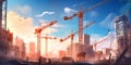 cranes lifting large construction materials. Generative AI