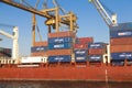 Cranes load containers