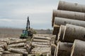 Cranes for logs and woodpiles Royalty Free Stock Photo