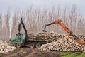 Cranes for logs and woodpiles Royalty Free Stock Photo