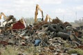 Cranes Moving Waste at the Scrap Yard Royalty Free Stock Photo
