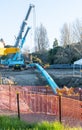 Cranes and plant at Memorial Park Southern Pipeline project base