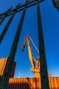 Cranes in the port of Pula in Croatia, construction and repair of ships in the port Royalty Free Stock Photo