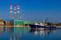 Cranes in the port of Pula in Croatia, construction and repair of ships in the port Royalty Free Stock Photo