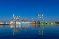 Cranes in the port of Pula in Croatia, construction and repair of ships in the port Royalty Free Stock Photo