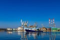 Cranes in the port of Pula in Croatia, construction and repair of ships in the port Royalty Free Stock Photo