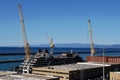 Cranes at Porto Antico Harbour, Genoa, Italy