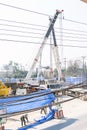 Cranes replace cement bridge builder. Royalty Free Stock Photo