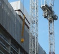 Cranes and scaffolding on a large urbany construction site