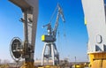 Cranes in the shipyard. Royalty Free Stock Photo