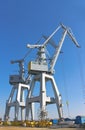 Cranes in the shipyard. Royalty Free Stock Photo