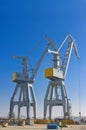 Cranes in the shipyard. Royalty Free Stock Photo